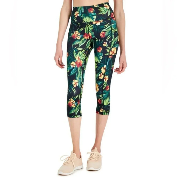 Ideology Pants - Tropical Side-Pocket Cropped Leggings BRAND NEW WITH TAGS